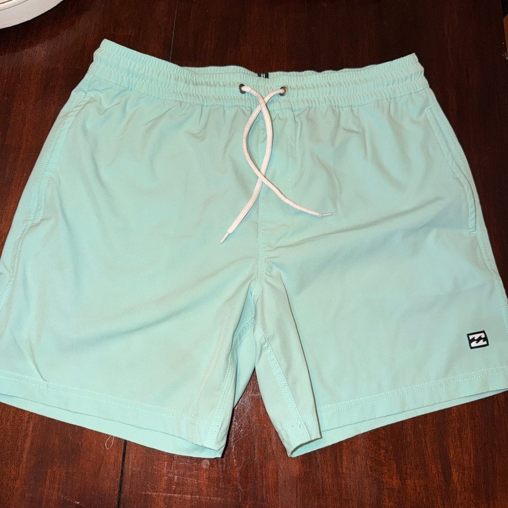 Billabong Mens Mint Green Board Shorts Swim Trunks Size Large Elastic Waist 6in